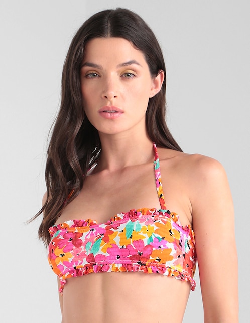 Top bikini ETAM estampado floral sin copas para mujer