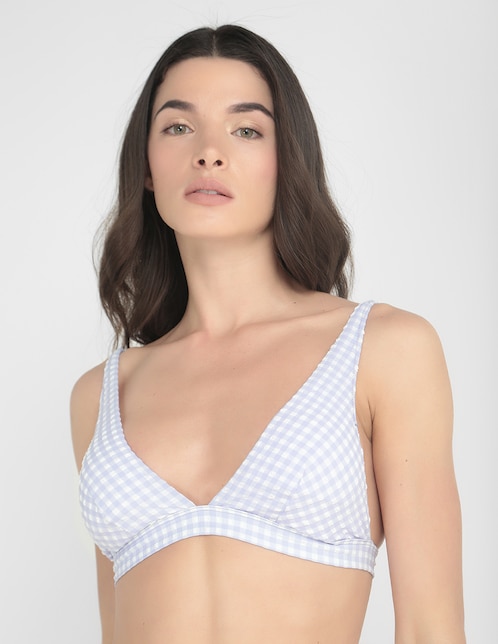 Top a cuadros con copa removible para mujer
