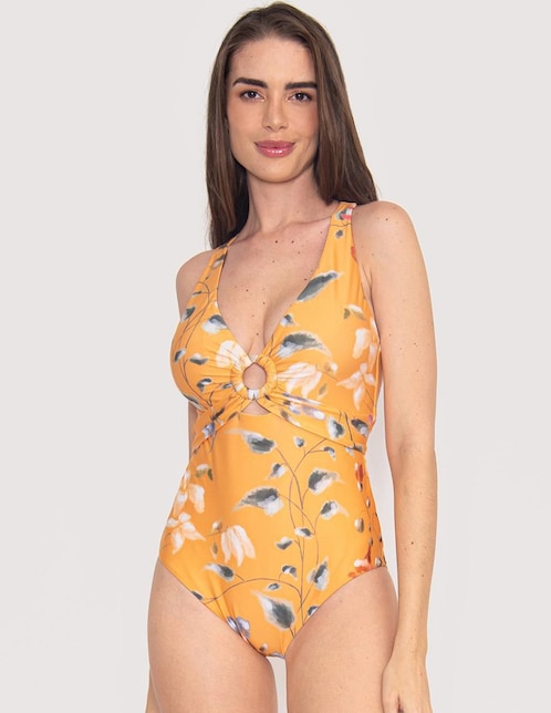 Traje de baño completo Bari Swimwear estampado floral para mujer