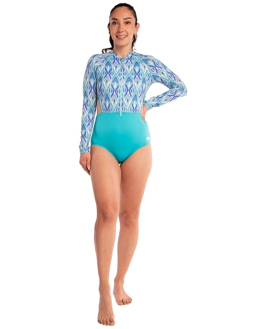 Traje de baño completo Sunskin estampado para mujer