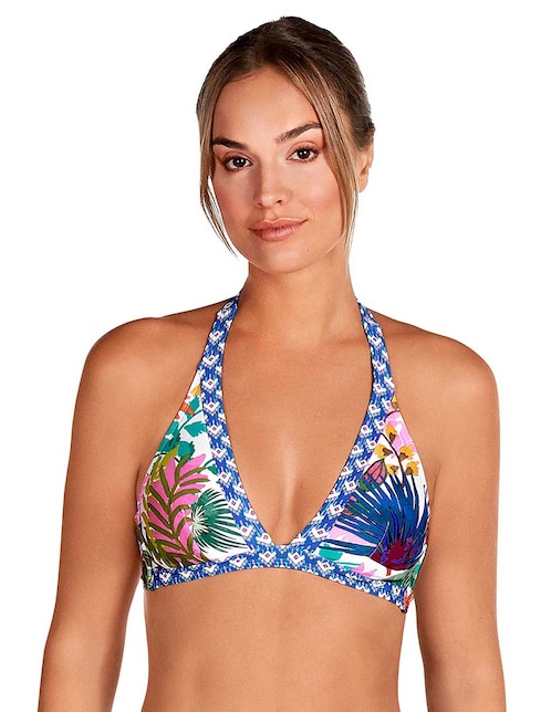 Top bikini Dolores Cortés estampado floral con copa relleno para mujer