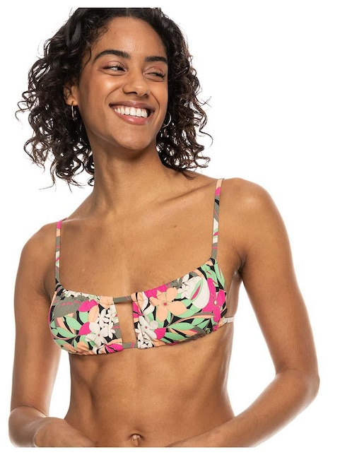 Top bikini Roxy estampado floral con copa removible para mujer