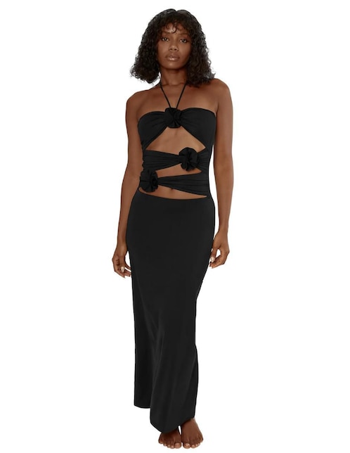 Vestido largo de fiesta Maygel Coronel escote regular