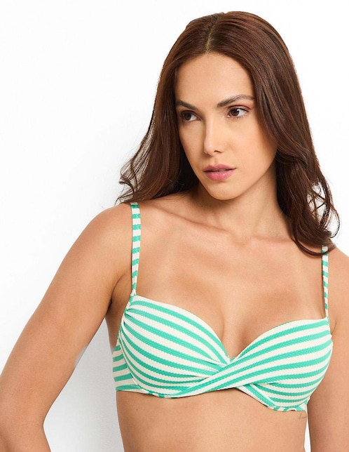 Top bikini Gisela estampado a rayas con copa para mujer