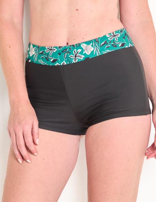 Boxer bikini estampado floral a la cintura para mujer