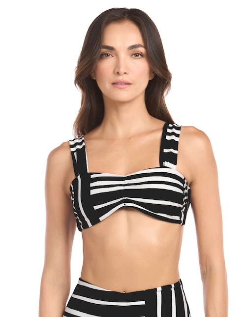 Top bikini Dulzamara estampado a rayas para mujer