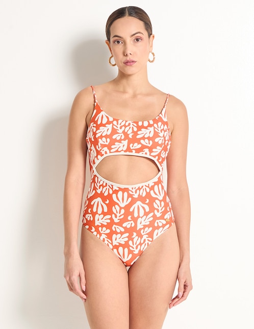 Traje de baño completo Dulzamara estampado hojas para mujer