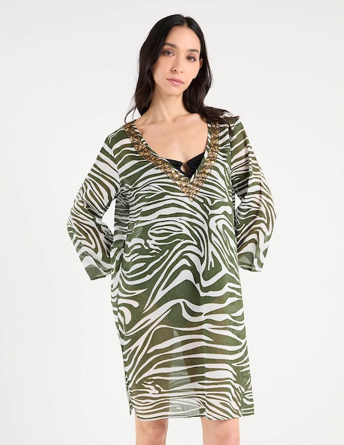 Salida de playa kimono Lieb con pedrería para mujer