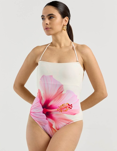 Traje de baño completo Map estampado floral para mujer