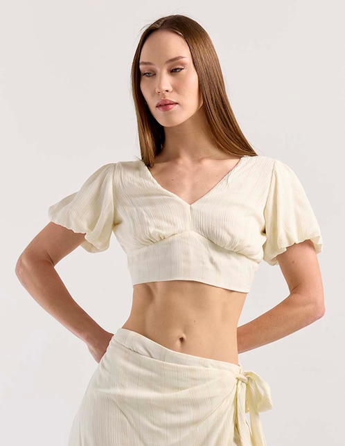 Top cuello V escote espalda abierta 1
