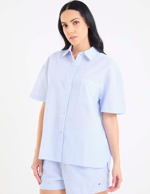 Salida de playa camisa con botones para mujer 1
