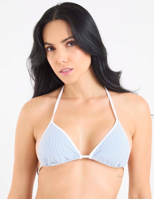 Top bikini estampado a rayas para mujer 1