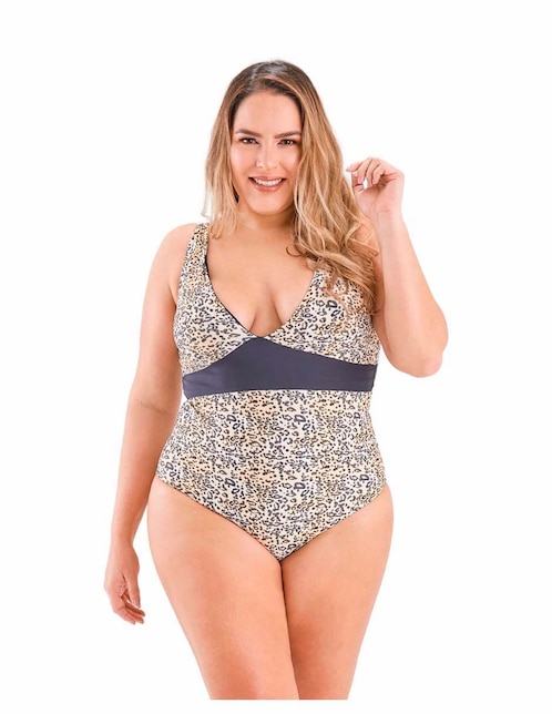 Traje de baño completo Rebell estampado animal print para mujer