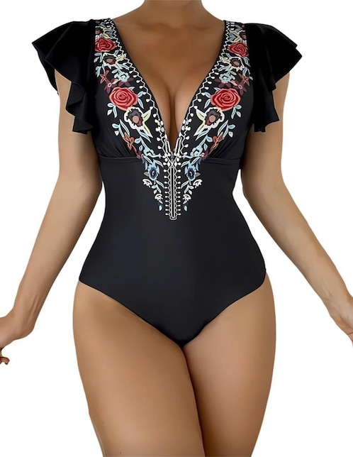 Traje de baño completo Marinity estampado floral para mujer
