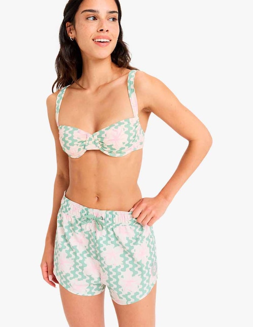 Shorty bikini Roxy estampado floral a la cadera para mujer
