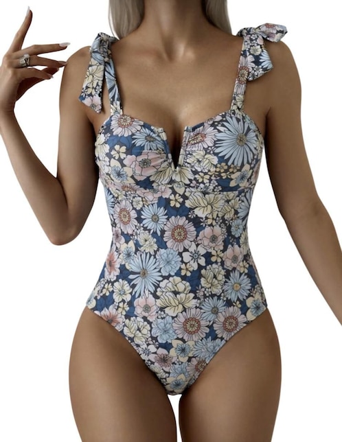 Traje de baño completo Marinity estampado floral para mujer