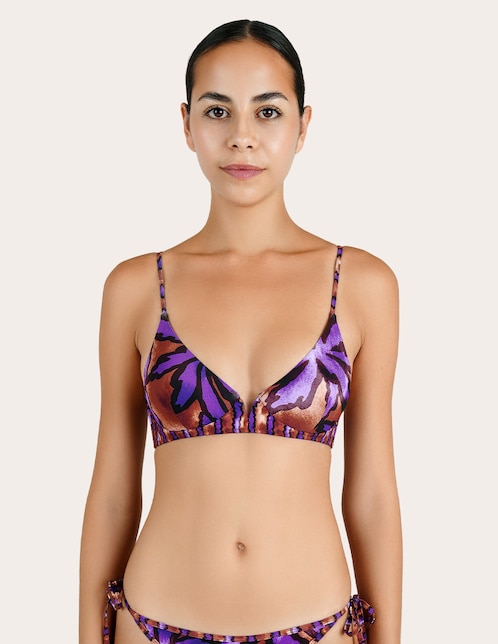 Halter Zingara estampado macroprint con copas removibles para mujer