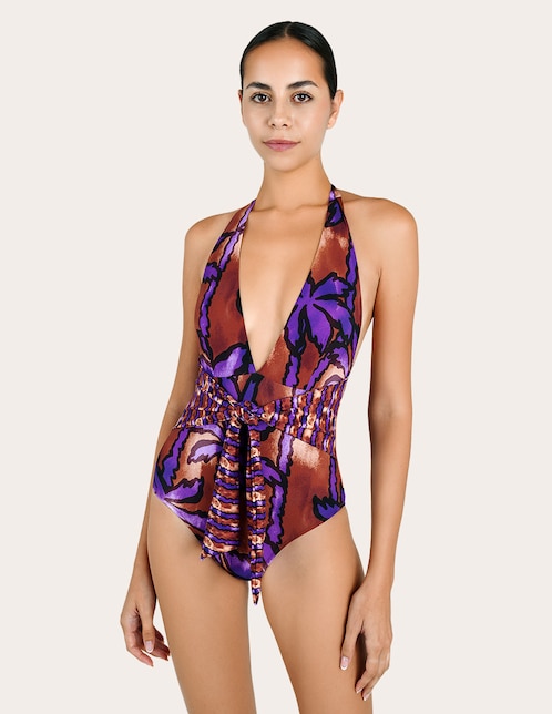 Traje de baño completo estampado floral para mujer 1