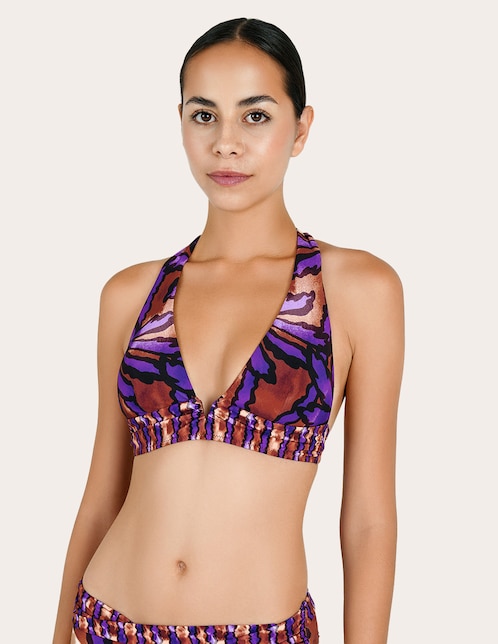 Halter Zingara estampado macroprint con copas removibles para mujer
