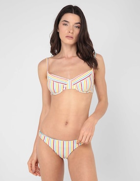 Top Bikini MAP Estampado A Rayas Con Copa Removible Para Mujer