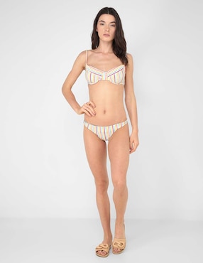 Bikini MAP estampado a rayas a la cintura para mujer