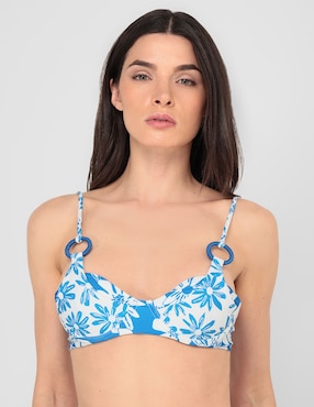 Top Bikini Palmacea Estampado Floral Con Copa Removible Para Mujer