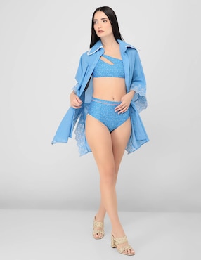 Bóxer bikini Palmacea estampado floral a la cintura para mujer