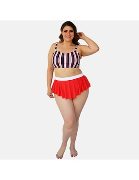 Conjunto bikini Roman Fashion estampado a rayas para mujer