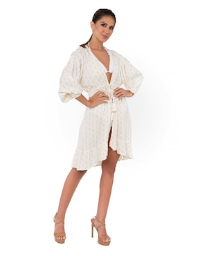 Kimono Salida De Playa Relax Beach Con Cinta Para Mujer