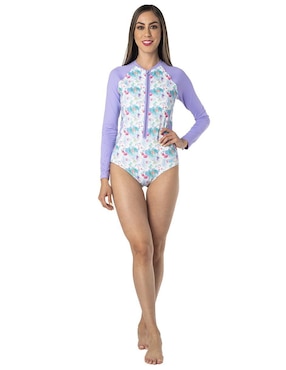 Traje de baño completo Sunskin estampado floral para mujer