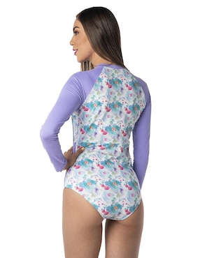 Traje de baño completo Sunskin estampado floral para mujer