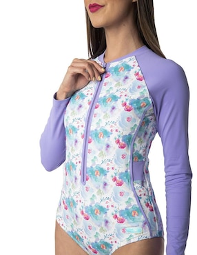 Traje de baño completo Sunskin estampado floral para mujer