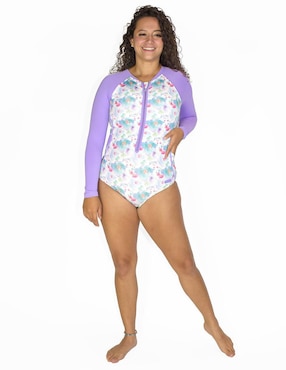 Traje de baño completo Sunskin estampado floral para mujer