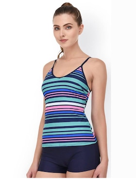 Conjunto tankini Sal y Mar estampado a rayas para mujer