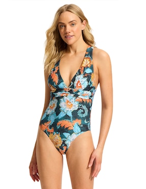 Traje De Baño Completo Seafolly Estampado Floral Para Mujer