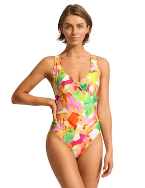 Traje De Baño Completo Seafolly Estampado Floral Para Mujer