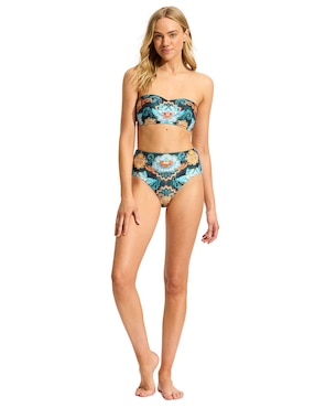 Top bikini Seafolly estampado floral sin copas para mujer