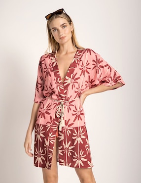 Kimono Salida De Playa Touche Con Borla Para Mujer