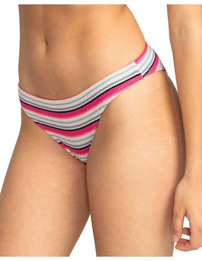 Panty bikini Roxy estampado a rayas a la cadera para mujer