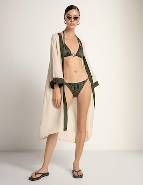 Salida de playa kimono Touche Con Broche Para Mujer