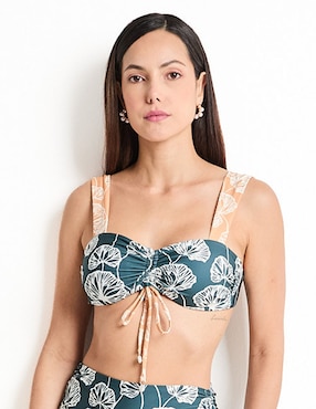 Top Bikini Palmacea Estampado Floral Con Copas Para Mujer