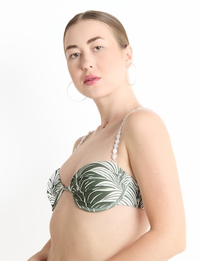 Top bikini Palmacea estampado floral con copas para mujer