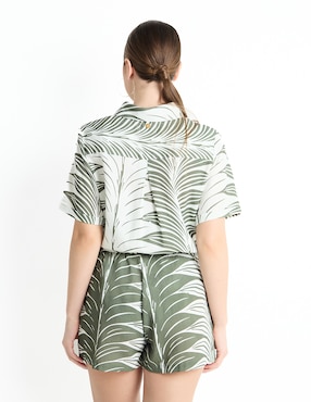 Salida de playa camisa Palmacea con pompón para mujer