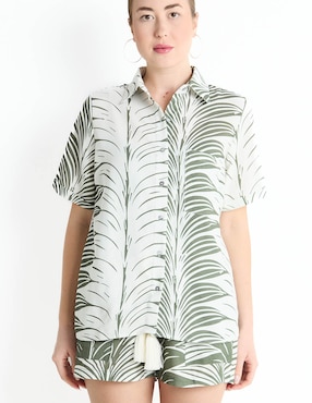 Salida de playa camisa Palmacea con pompón para mujer