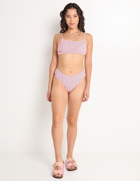 Top bikini That's It estampado a rayas con copa preformada para mujer