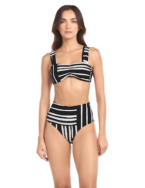 Bikini Dulzamara estampado a rayas a la cintura para mujer