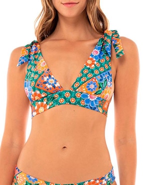 Top Bikini Agua Bendita Estampado Floral Para Mujer