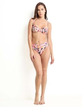 Top bikini Selmark estampado floral con copas para mujer