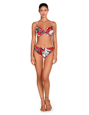 Bikini Dolores Cortés estampado floral a la cintura para mujer