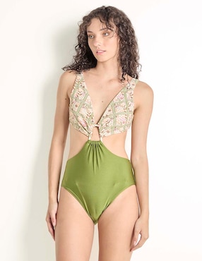 Traje de baño Map estampado floral para mujer